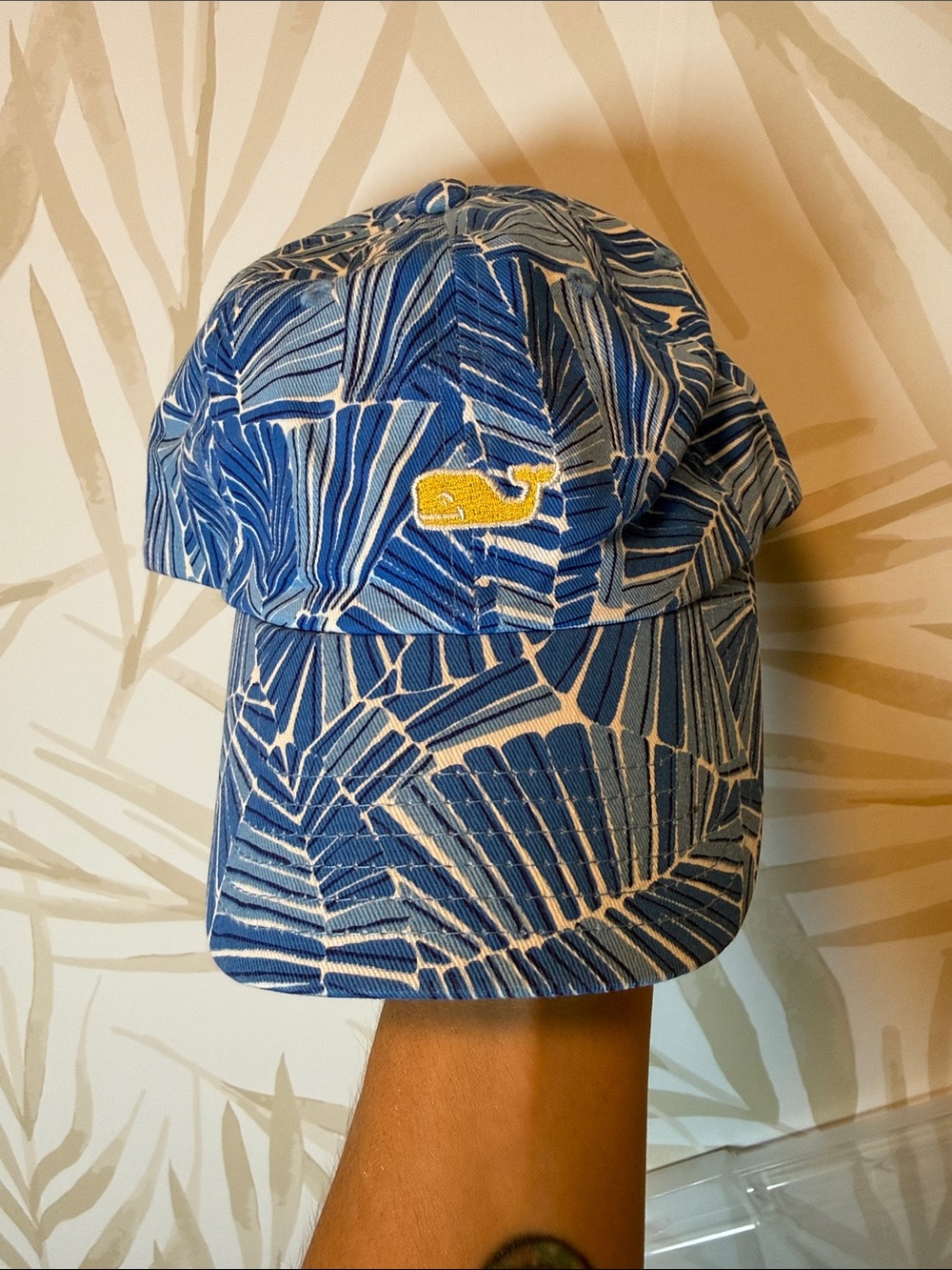 Vineyard Vines Blue Palm-Print Whale Cap
